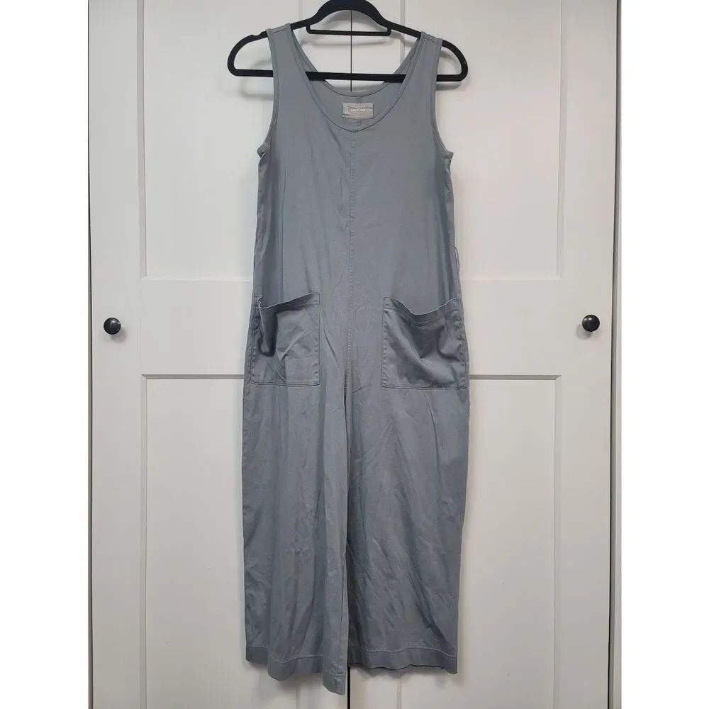 Everlane The Luxe Cotton Tank Jumpsuit | Slate Blue Gray | Size Small